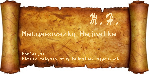 Matyasovszky Hajnalka névjegykártya
